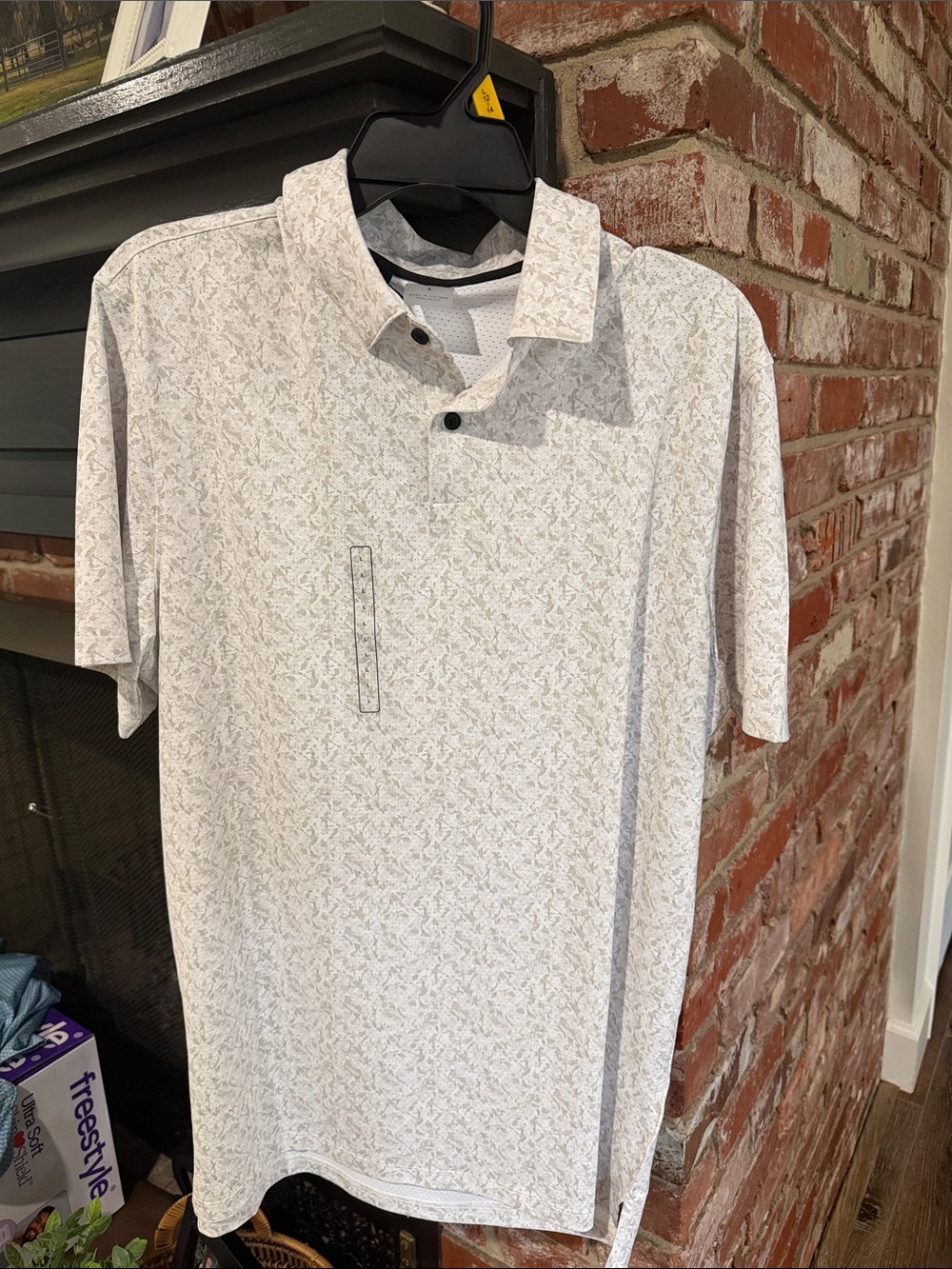 LNA White Micro-Print Polo